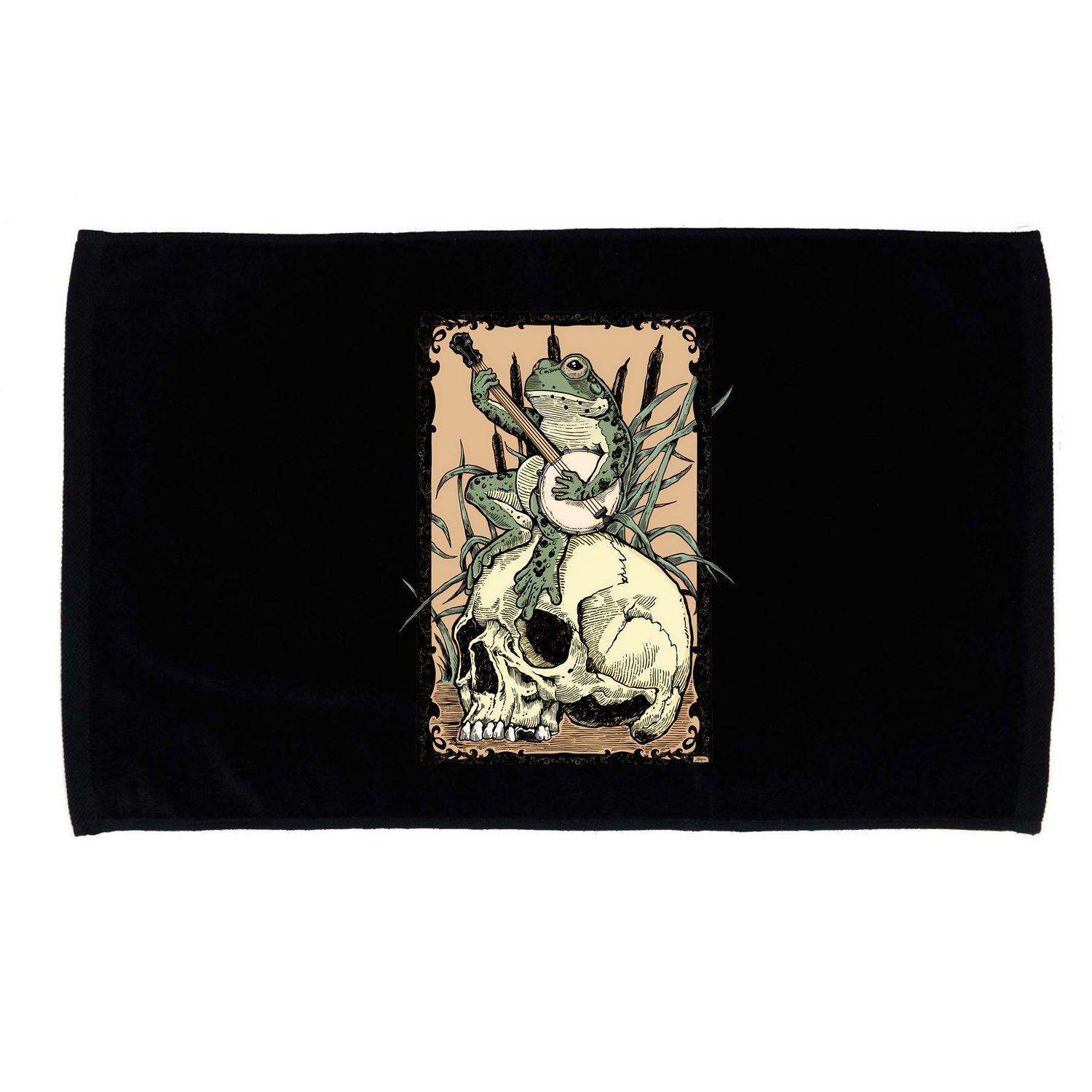 Victorian Frog Playing Banjo Microfiber Hand Towel