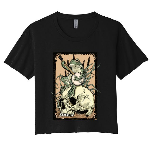Victorian Frog Playing Banjo Crop Top