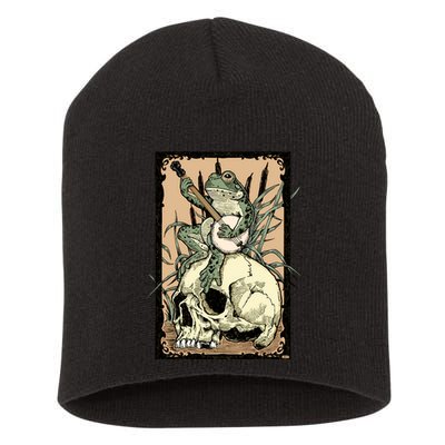 Victorian Frog Playing Banjo Short Acrylic Beanie