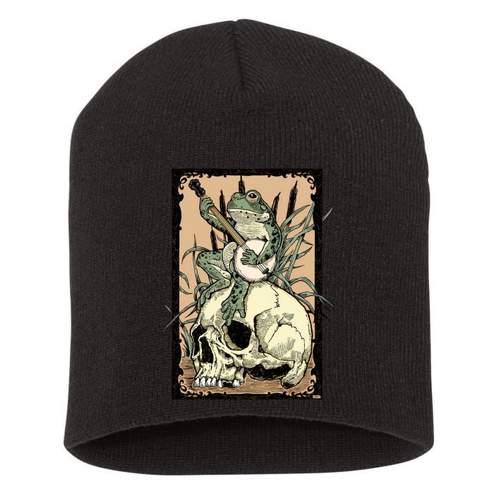 Victorian Frog Playing Banjo Short Acrylic Beanie
