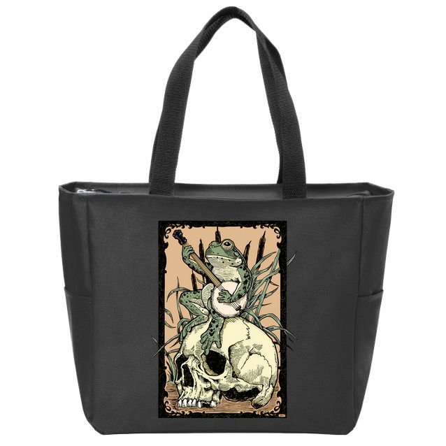 Victorian Frog Playing Banjo Zip Tote Bag