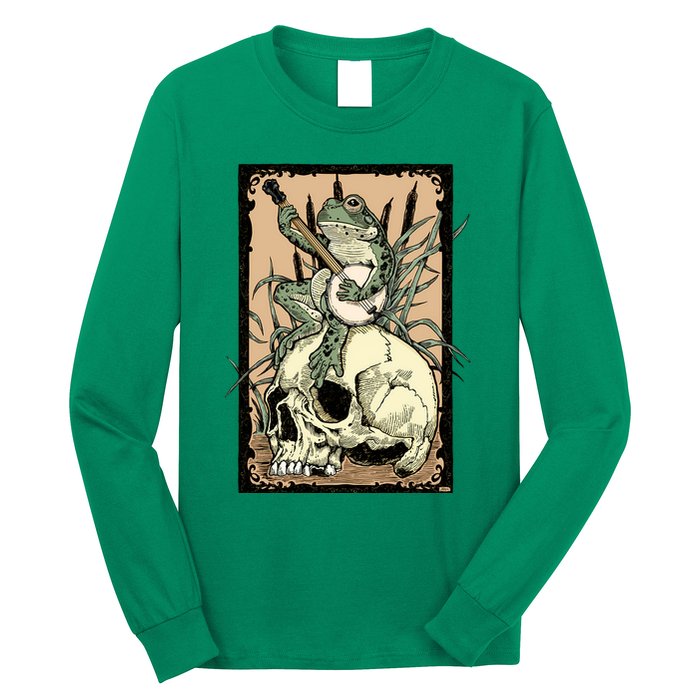 Victorian Frog Playing Banjo Long Sleeve Shirt