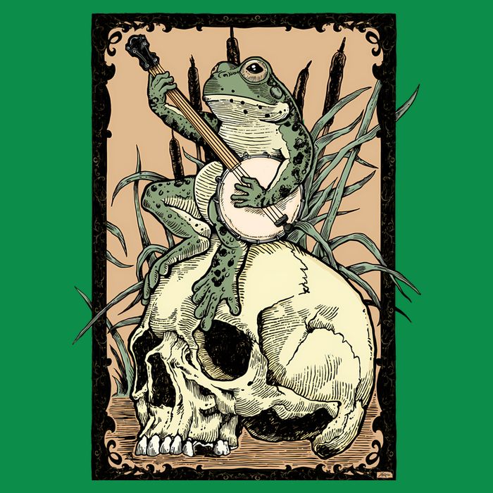 Victorian Frog Playing Banjo Long Sleeve Shirt