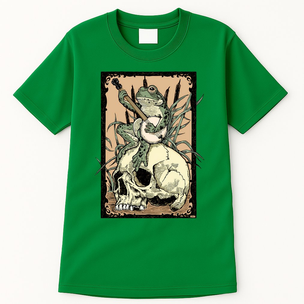 Victorian Frog Playing Banjo Tall T-Shirt