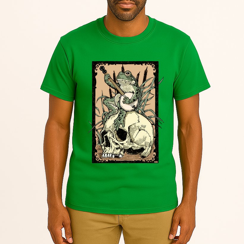 Victorian Frog Playing Banjo Tall T-Shirt