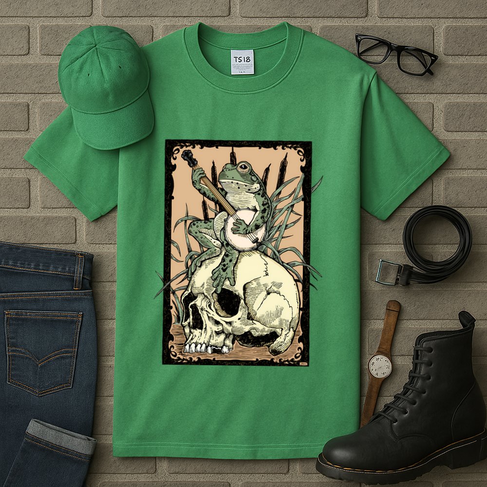 Victorian Frog Playing Banjo Tall T-Shirt