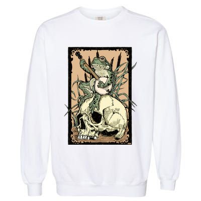 Victorian Frog Playing Banjo Garment-Dyed Sweatshirt