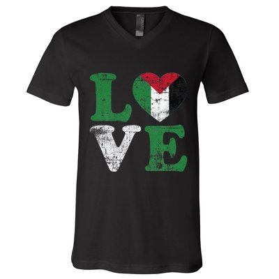 Vintage Free Palestine Flag S For V-Neck T-Shirt