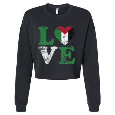 Vintage Free Palestine Flag S For Cropped Pullover Crew