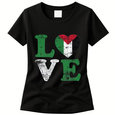 Vintage Free Palestine Flag S For Womens T-Shirt