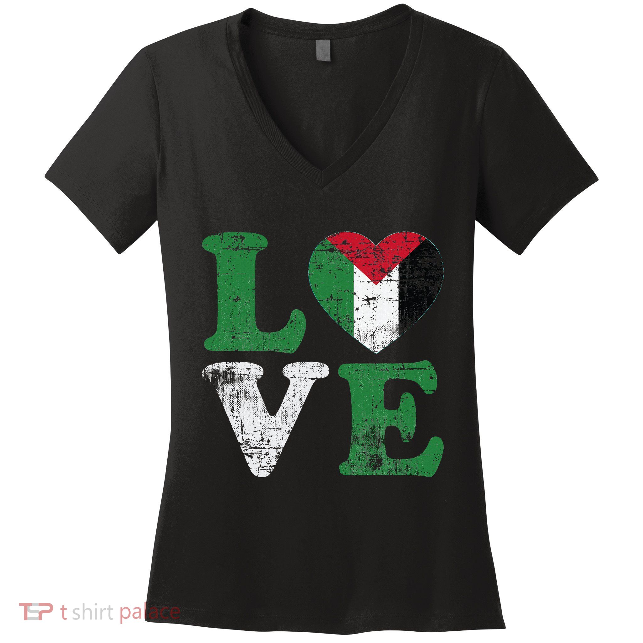 Vintage Free Palestine Flag S For Women's V-Neck T-Shirt