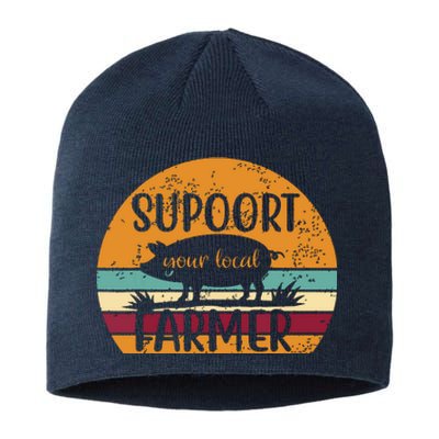 Vintage Farm Pig Farming Support Your Local Farmer Gift Sustainable Beanie