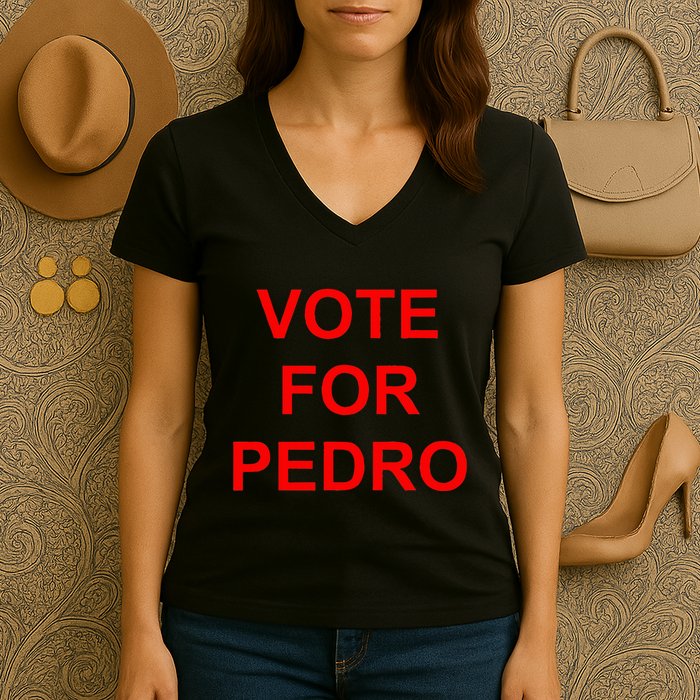 Vote For Pedro Ringer Women's V-Neck T-Shirt
