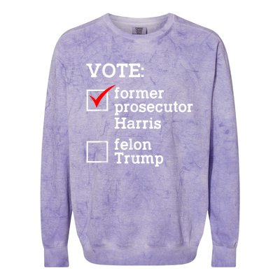 Vote Former Prosecutor Harris Not Felon Trump Election 2024 Colorblast Crewneck Sweatshirt