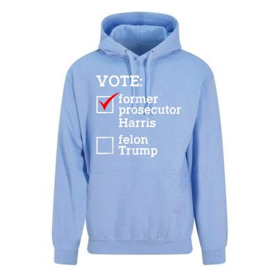 Vote Former Prosecutor Harris Not Felon Trump Election 2024 Unisex Surf Hoodie