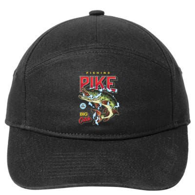 Vintage Fishing Pike In Water Drops And Splashes Father's Day Gift 7-Panel Snapback Hat