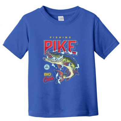 Vintage Fishing Pike In Water Drops And Splashes Father's Day Gift Toddler T-Shirt