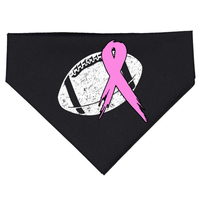 Vintage Football Pink Ribbon Breast Cancer USA-Made Doggie Bandana