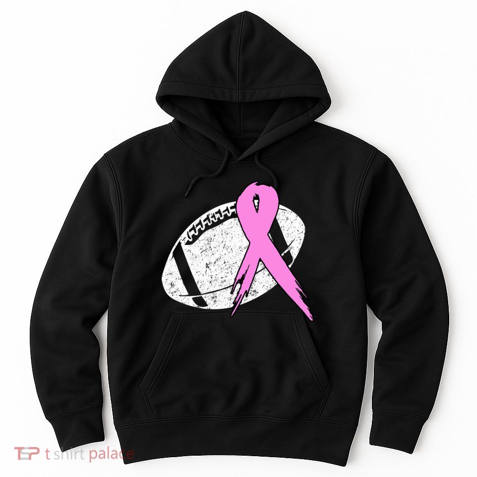 Vintage Football Pink Ribbon Breast Cancer Hoodie