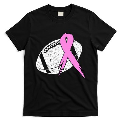 Vintage Football Pink Ribbon Breast Cancer T-Shirt
