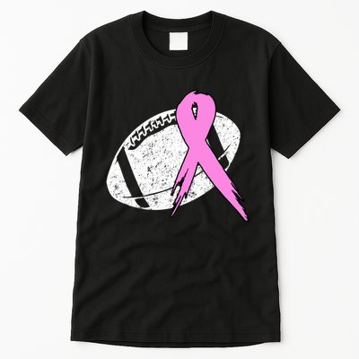 Vintage Football Pink Ribbon Breast Cancer Tall T-Shirt