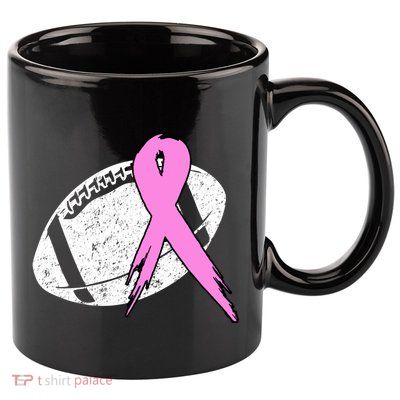 Vintage Football Pink Ribbon Breast Cancer 11oz C Handle Ceramic Mug
