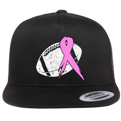 Vintage Football Pink Ribbon Breast Cancer Flatbill Hat