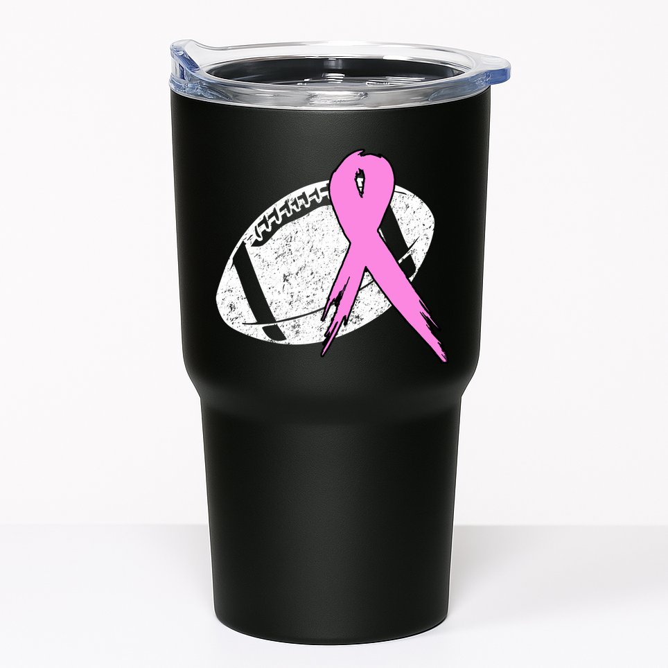 Vintage Football Pink Ribbon Breast Cancer Tumbler
