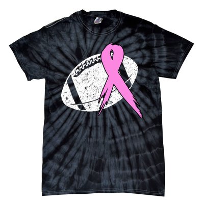 Vintage Football Pink Ribbon Breast Cancer Tie-Dye T-Shirt