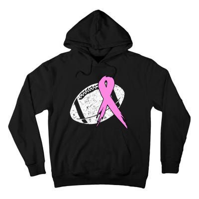 Vintage Football Pink Ribbon Breast Cancer Tall Hoodie