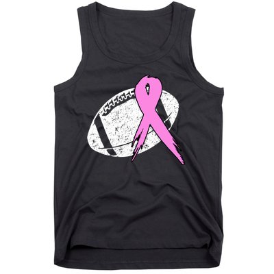 Vintage Football Pink Ribbon Breast Cancer Tank Top