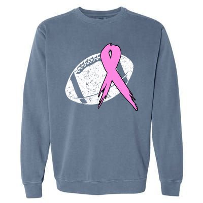 Vintage Football Pink Ribbon Breast Cancer Garment-Dyed Sweatshirt