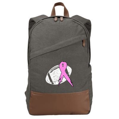 Vintage Football Pink Ribbon Breast Cancer Cotton Canvas Backpack