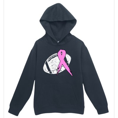 Vintage Football Pink Ribbon Breast Cancer Urban Pullover Hoodie