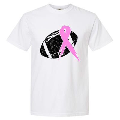 Vintage Football Pink Ribbon Breast Cancer Garment-Dyed Heavyweight T-Shirt