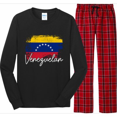 Venezuelan Flag Pride Roots Vintage Venezuela Funny Gift Long Sleeve Pajama Set