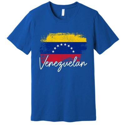 Venezuelan Flag Pride Roots Vintage Venezuela Funny Gift Premium T-Shirt