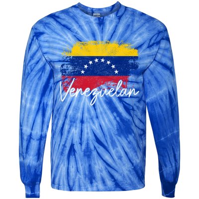 Venezuelan Flag Pride Roots Vintage Venezuela Funny Gift Tie-Dye Long Sleeve Shirt