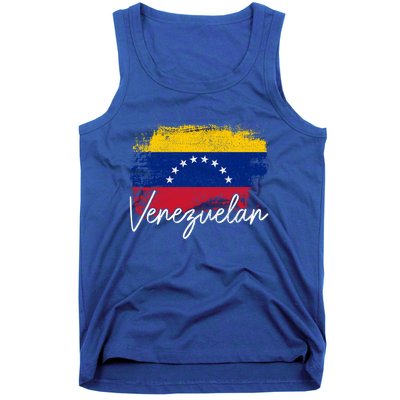 Venezuelan Flag Pride Roots Vintage Venezuela Funny Gift Tank Top