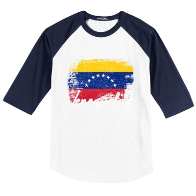 Venezuelan Flag Pride Roots Vintage Venezuela Funny Gift Baseball Sleeve Shirt