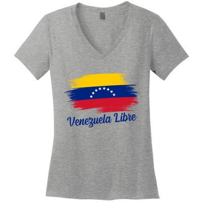 Venezuela Flag Proud American Venezuela Libre Women's V-Neck T-Shirt