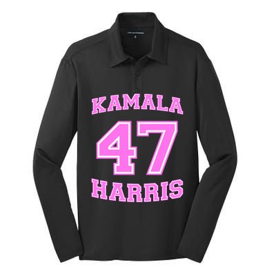 Varsity First President Harris 2024 Kamala Harris 47 Gift Silk Touch Performance Long Sleeve Polo