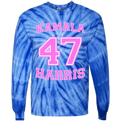 Varsity First President Harris 2024 Kamala Harris 47 Gift Tie-Dye Long Sleeve Shirt