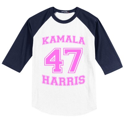 Varsity First President Harris 2024 Kamala Harris 47 Gift Baseball Sleeve Shirt