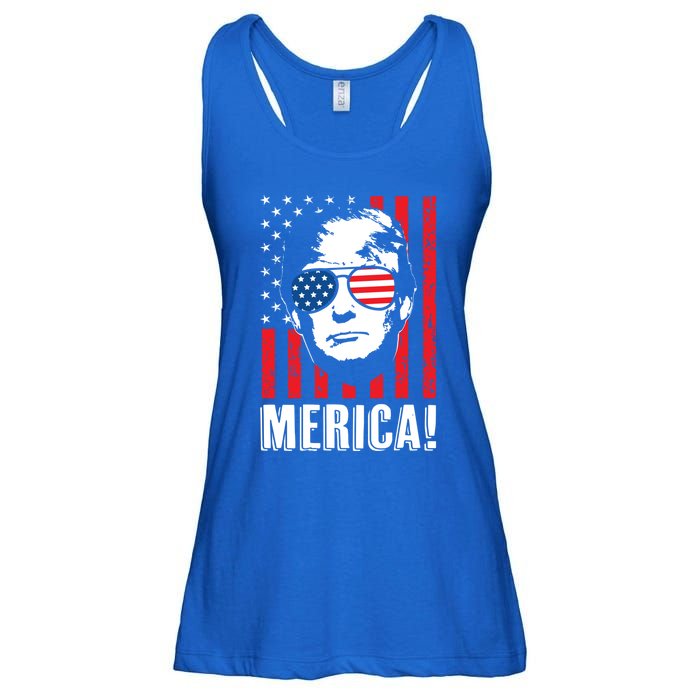 Vintage Flag Pro Donald Trump Tee 4th Of July Merica Gift Ladies Essential Flowy Tank