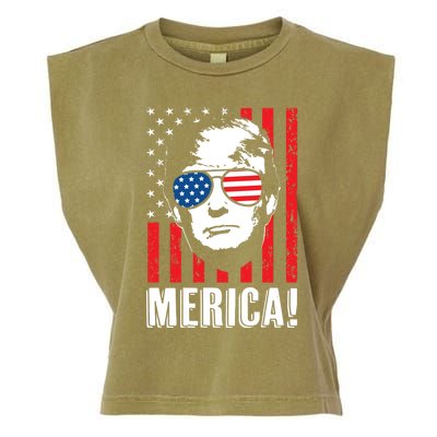 Vintage Flag Pro Donald Trump Tee 4th Of July Merica Gift Garment-Dyed Women's Muscle Tee