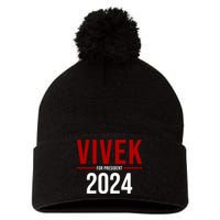 Vivek For President 2024 Election Pom Pom 12in Knit Beanie