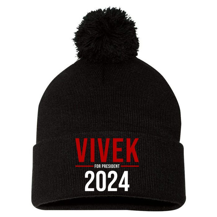 Vivek For President 2024 Election Pom Pom 12in Knit Beanie