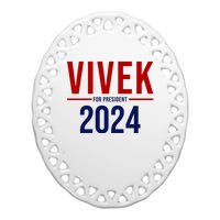 Vivek For President 2024 Election Ceramic Oval Ornament