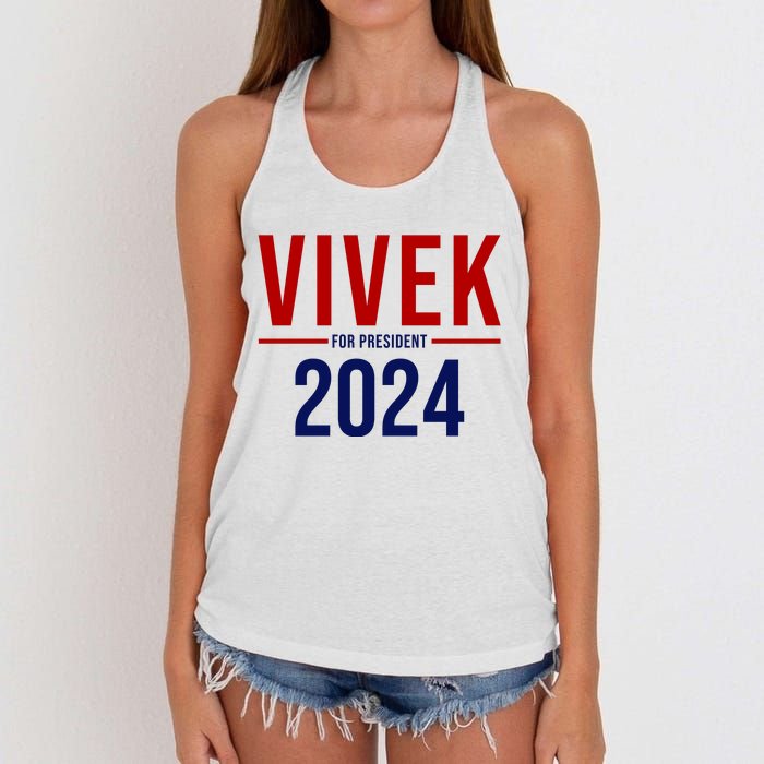 Vivek For President 2024 Election Women's Knotted Racerback Tank